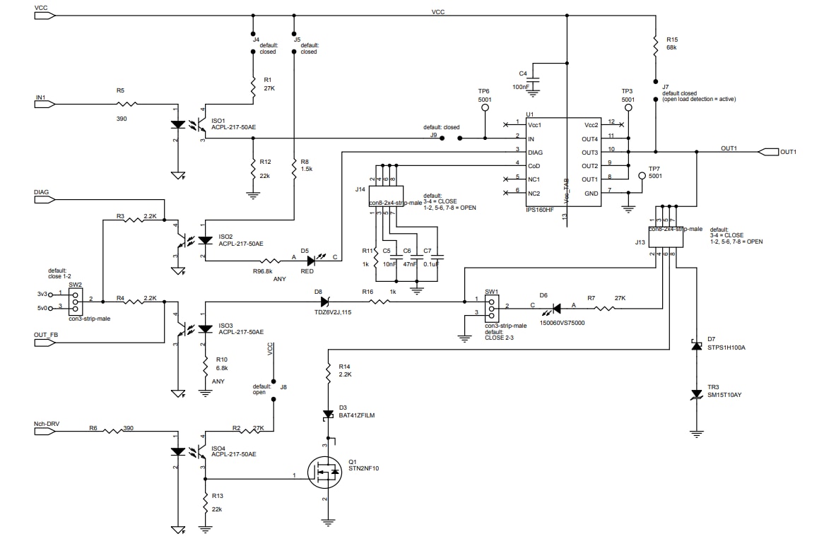 Schéma - STMicroelectronics Carte d'extension X-NUCLEO-OUT08A1